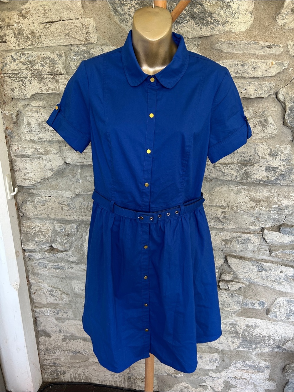 Dynamite Royal Blue Button‑Front Shirt Dress